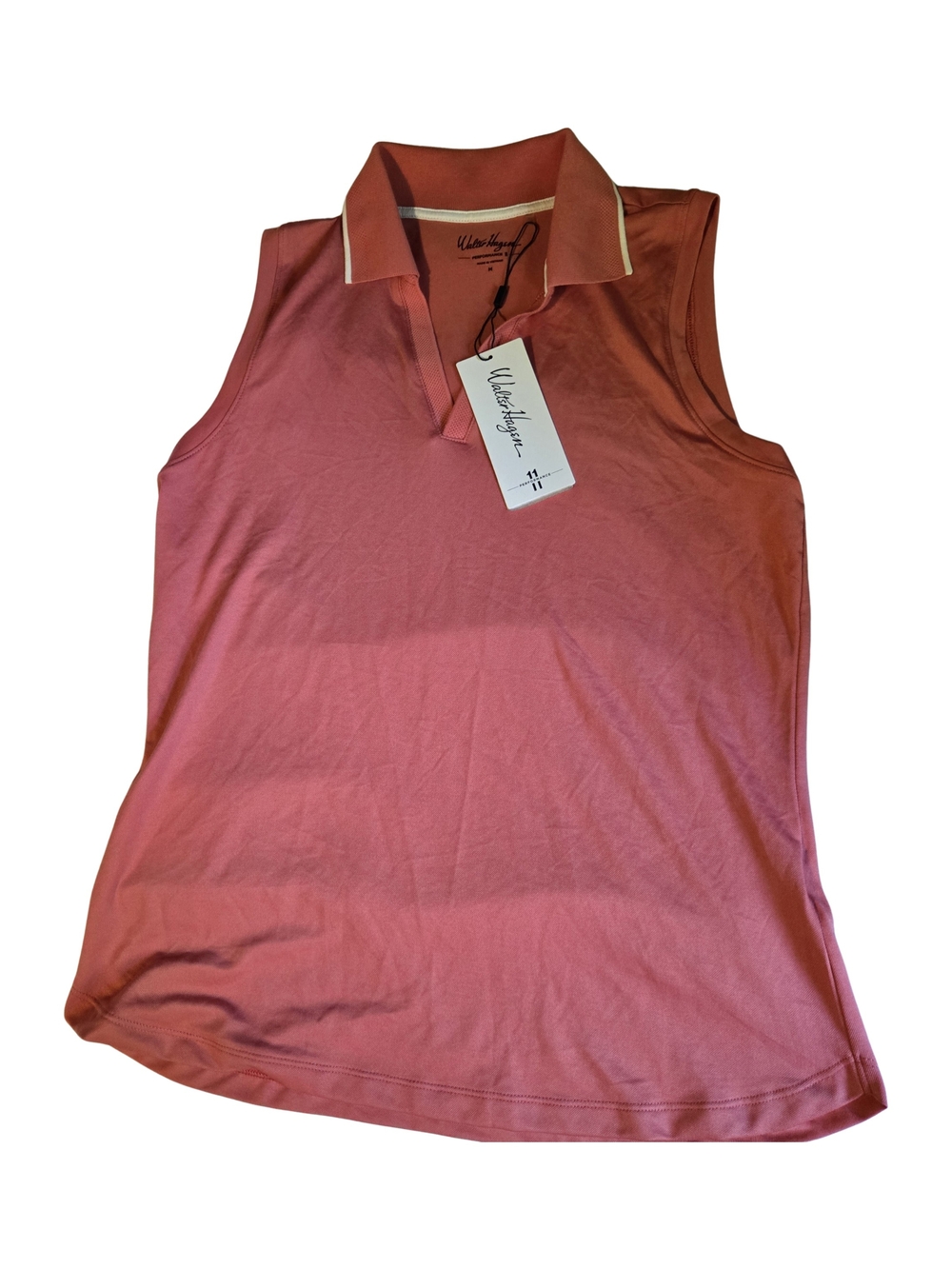Walter Hagen Performance 11 Sleeveless Tee Golf Polo - Rose Medium